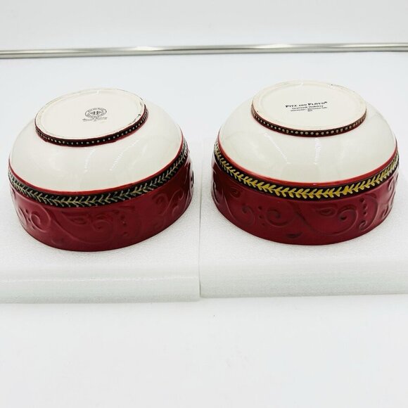 Fitz Floyd Damask Holiday 6" Salad Soup Serving Cereal Bowl Set of 2 - Picture 6 of 9